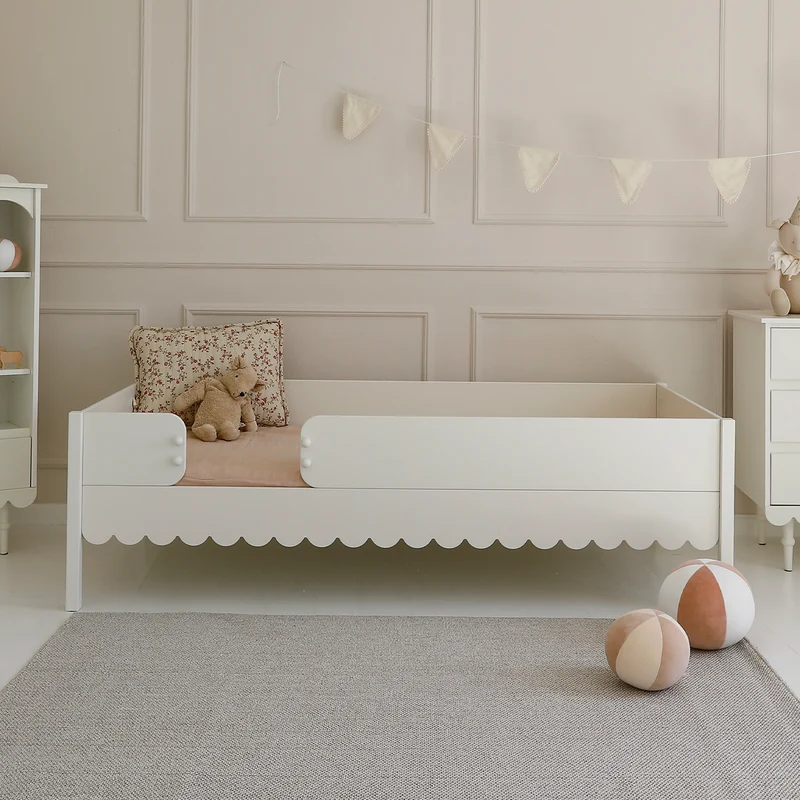 Lit 90x200 barrière et sommier inclus Wood Luck Babushka Blanc