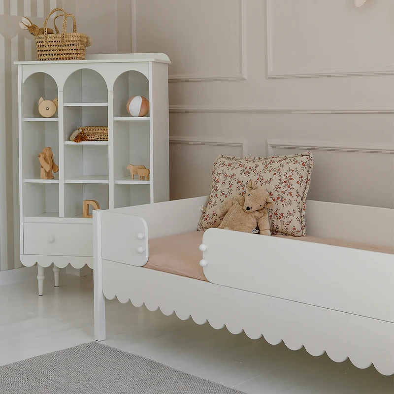 Lit 90x200 barrière et sommier inclus Wood Luck Babushka Blanc