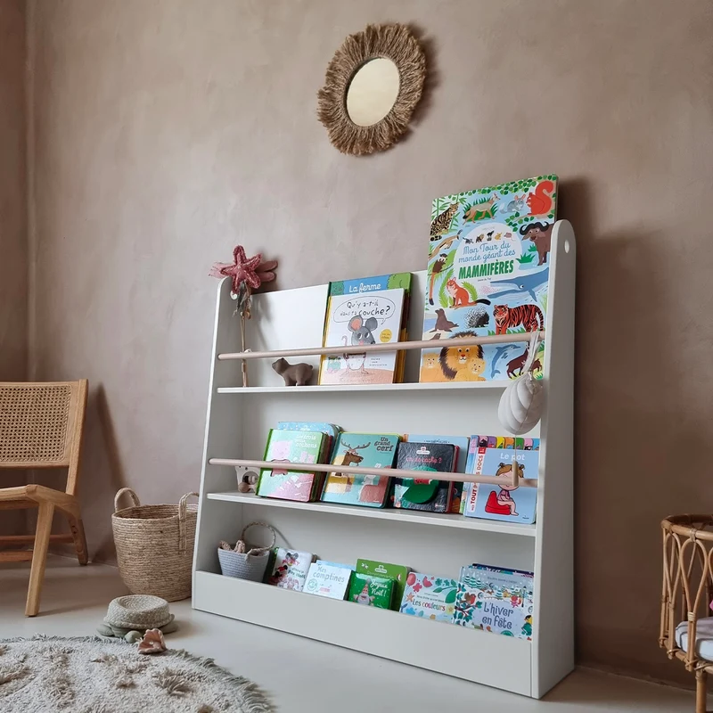 Bibliothèque Wood Luck Bookworm Blanc