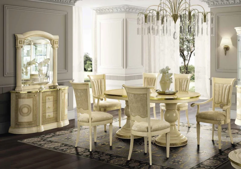 Espace TV baroque ivoire et or versace – IMPERIA