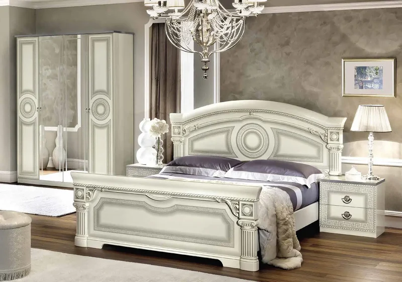 Chambre complète baroque blanc argenté versace – IMPERIA