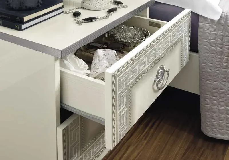Chambre complète baroque blanc argenté versace – IMPERIA