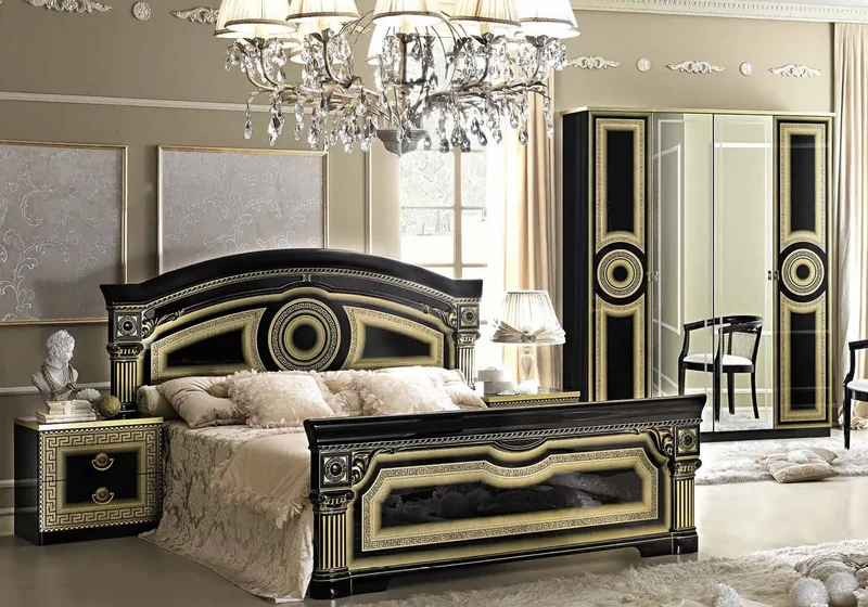 Chambre complète baroque versace noir or – IMPERIA