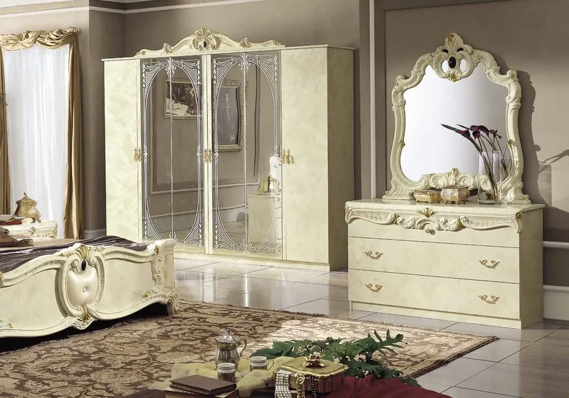 Chambre complète baroque capitonnée ivoire – KONE