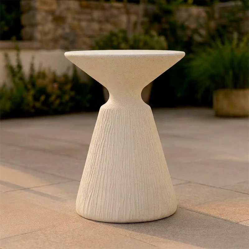Bout de canapé 40 cm effet pierre Terraza Crème