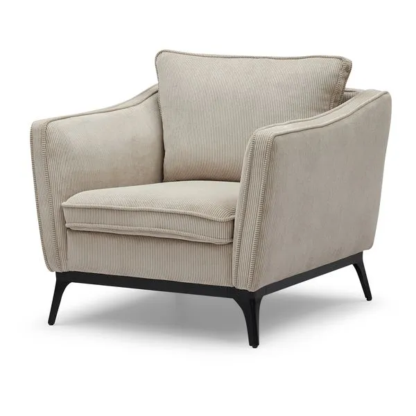 Fauteuil velours côtelé beige