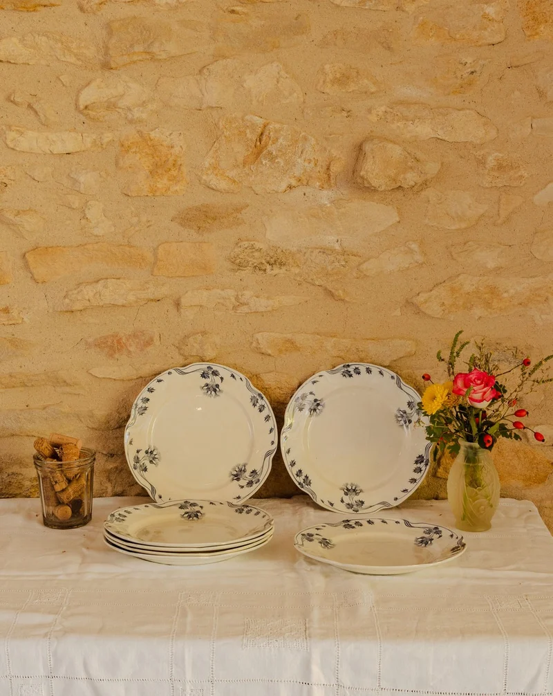Antoinette, le lot de 7 assiettes en faïence N°339