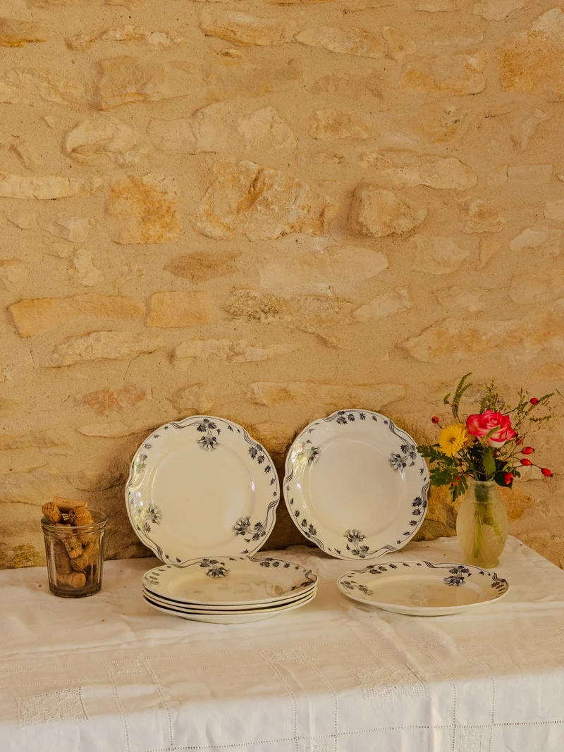 Antoinette, le lot de 7 assiettes en faïence N°339