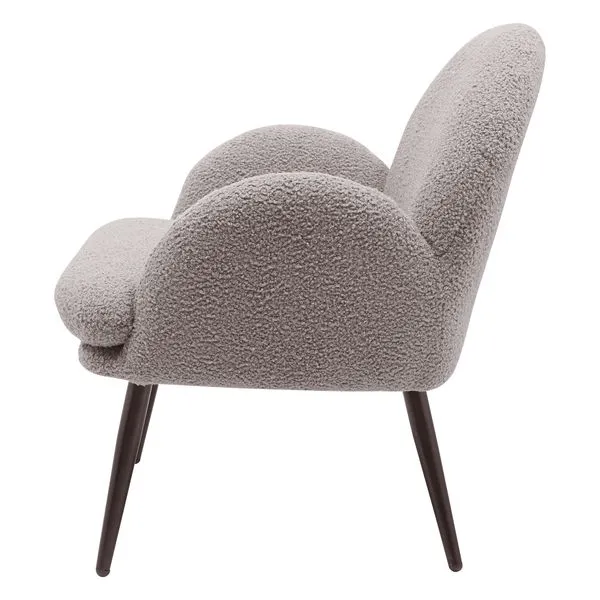 Fauteuil tissu effet laine bouclette gris foncé
