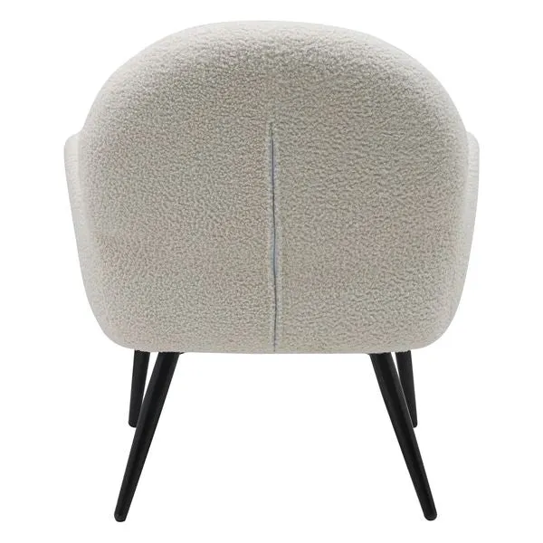 Fauteuil tissu effet laine bouclette blanc