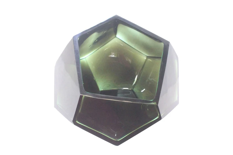 Casa Padrino Luxus Schale Türkis Ø 24,5 x H. 19,5 cm - Große Deko Schale aus massivem Farbglas in Aqua mit facettiertem Diamant-Schliff - Luxus Deko Accessoires