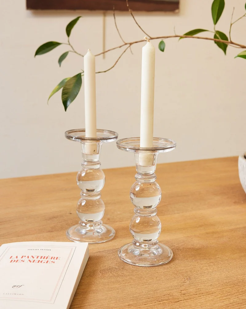 Ulysse, la paire de bougeoirs en verre N°122