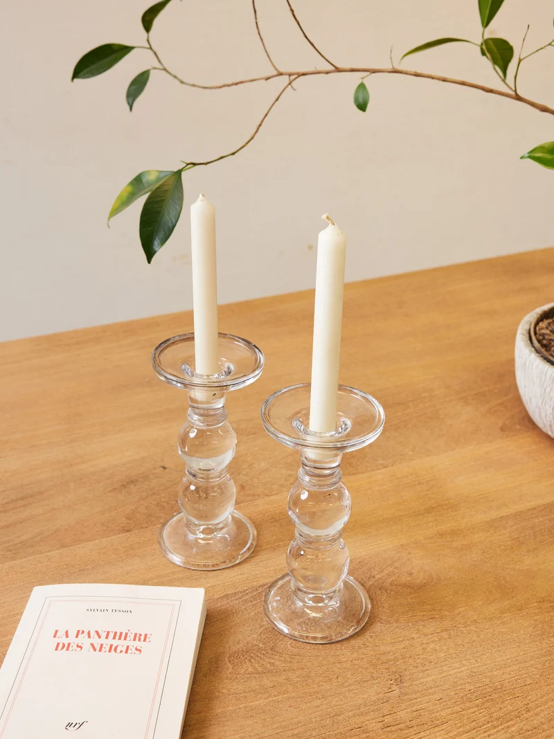 Ulysse, la paire de bougeoirs en verre N°122