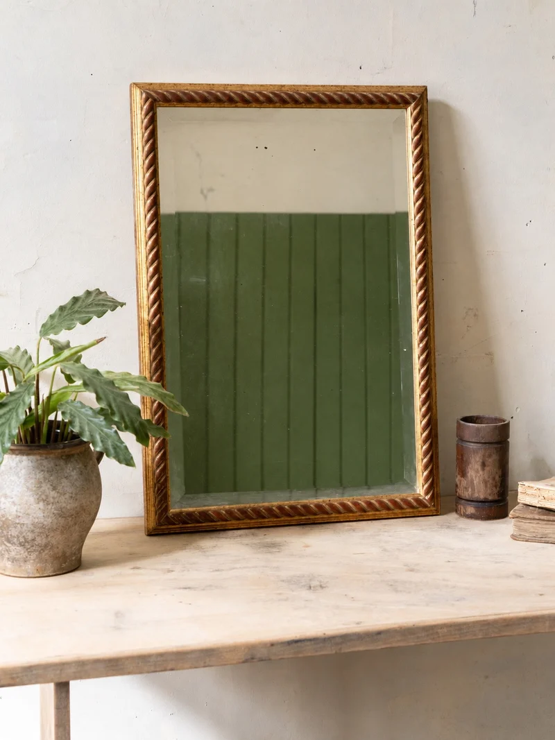 Georges, le miroir rectangulaire en bois au contour torsadé N°1425