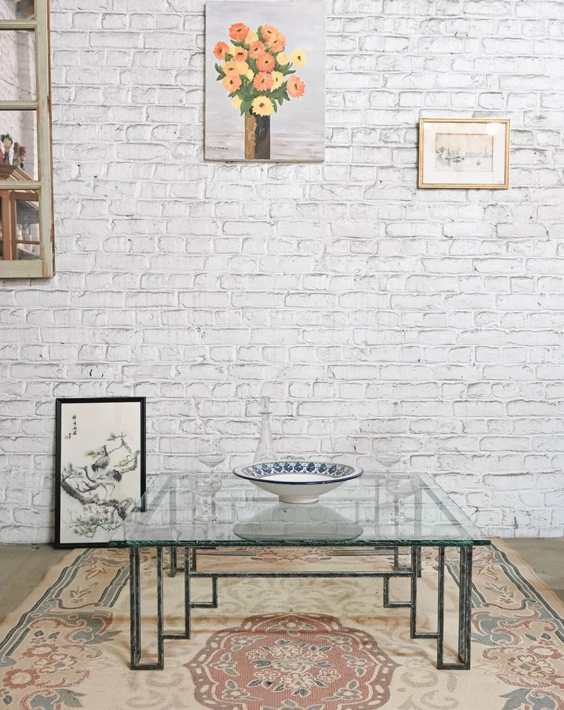 Donna, la table basse en verre et fer forgé N°1529