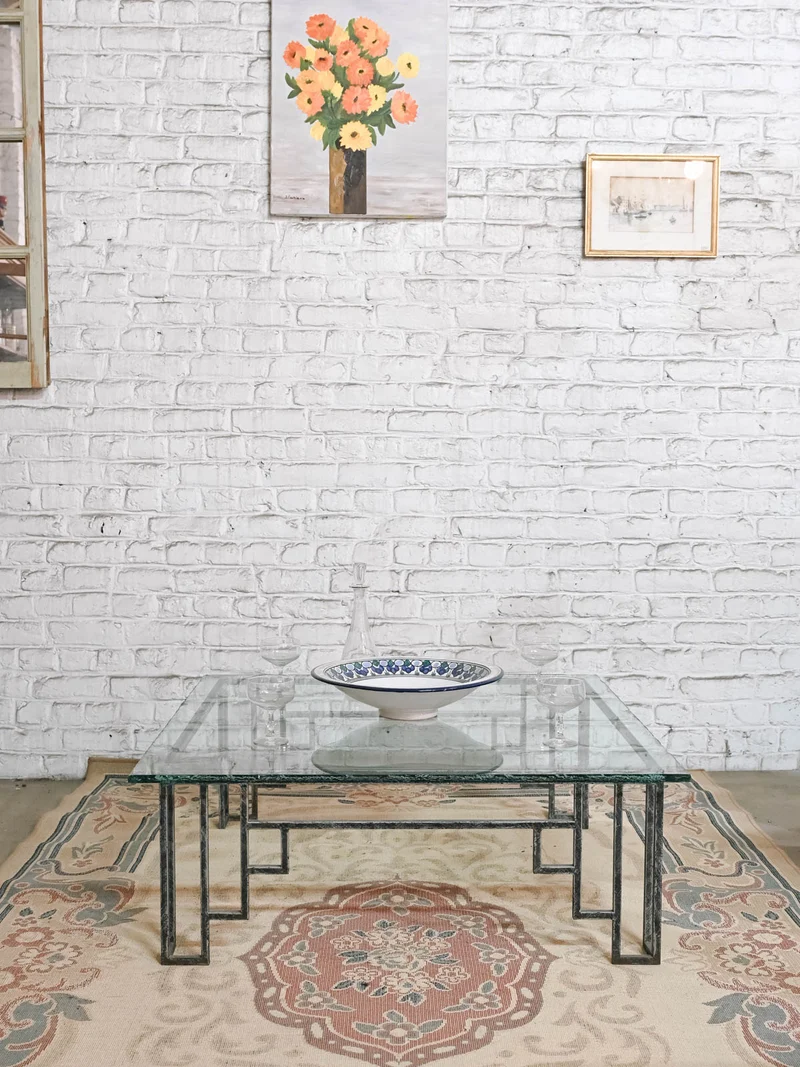 Donna, la table basse en verre et fer forgé N°1529
