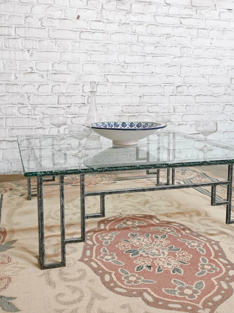 Donna, la table basse en verre et fer forgé N°1529