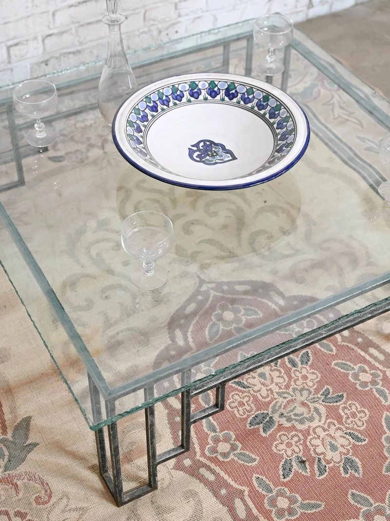 Donna, la table basse en verre et fer forgé N°1529
