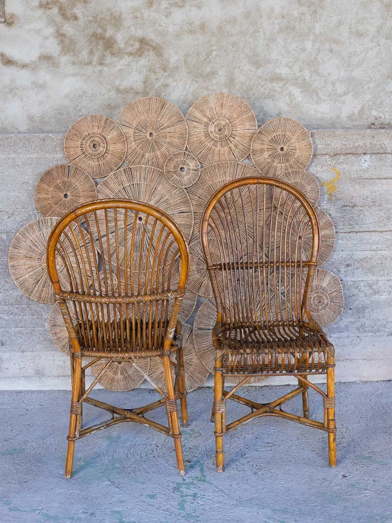 Claude, la paire de chaises en osier N°1571
