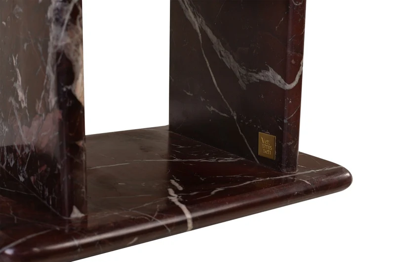 Casa Padrino Luxus Marmor Beistelltisch Weinrot 30,5 x 23 x H. 41,5 cm - Schlanker Beistelltisch aus hochwertigem Rosso Levanto Marmor - Luxus Möbel