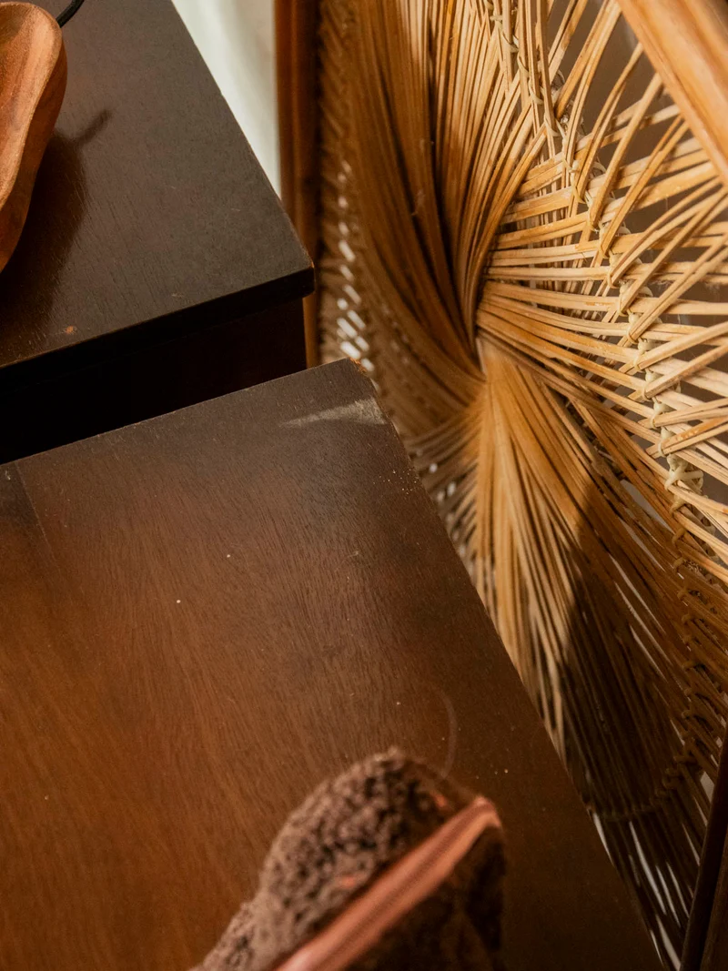 Maïa, la table de chevet au placage en bois foncé N°1577
