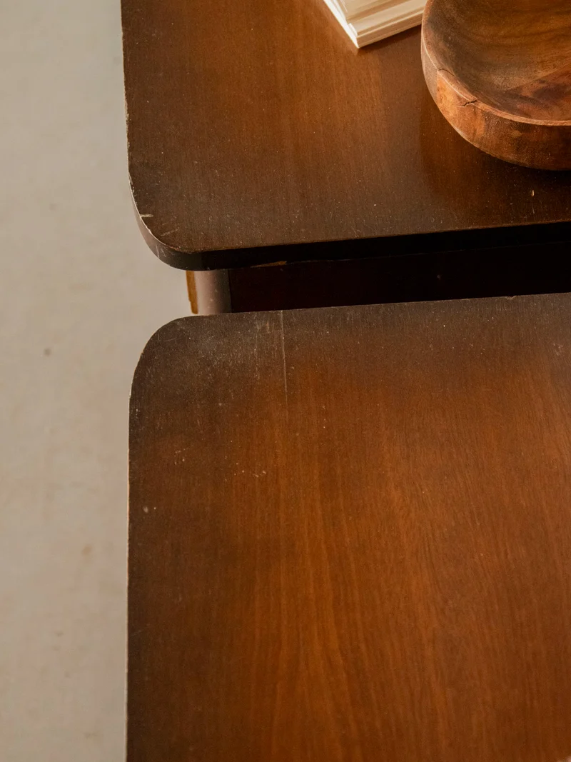 Maïa, la table de chevet au placage en bois foncé N°1577