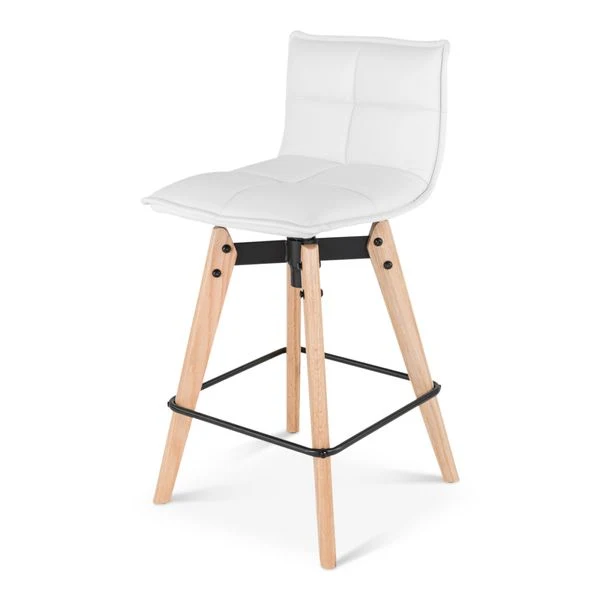 Chaise snack blanche pieds chêne - AGATHE