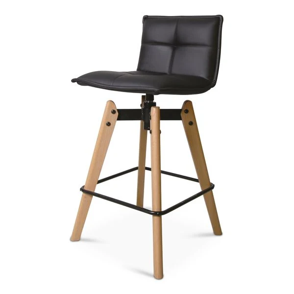 Chaise snack noir pieds chêne - agathe