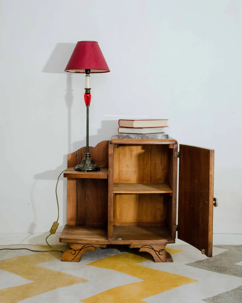 Odile, la table de chevet art déco en bois et marbre N°1534