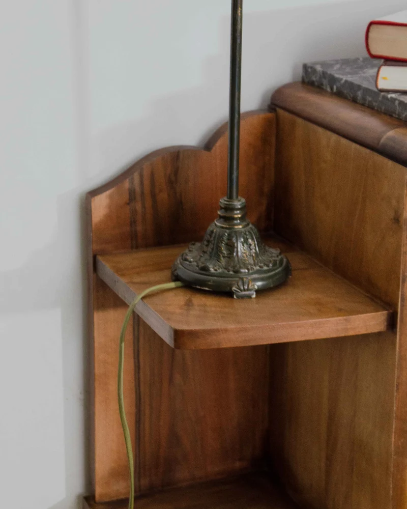 Odile, la table de chevet art déco en bois et marbre N°1534