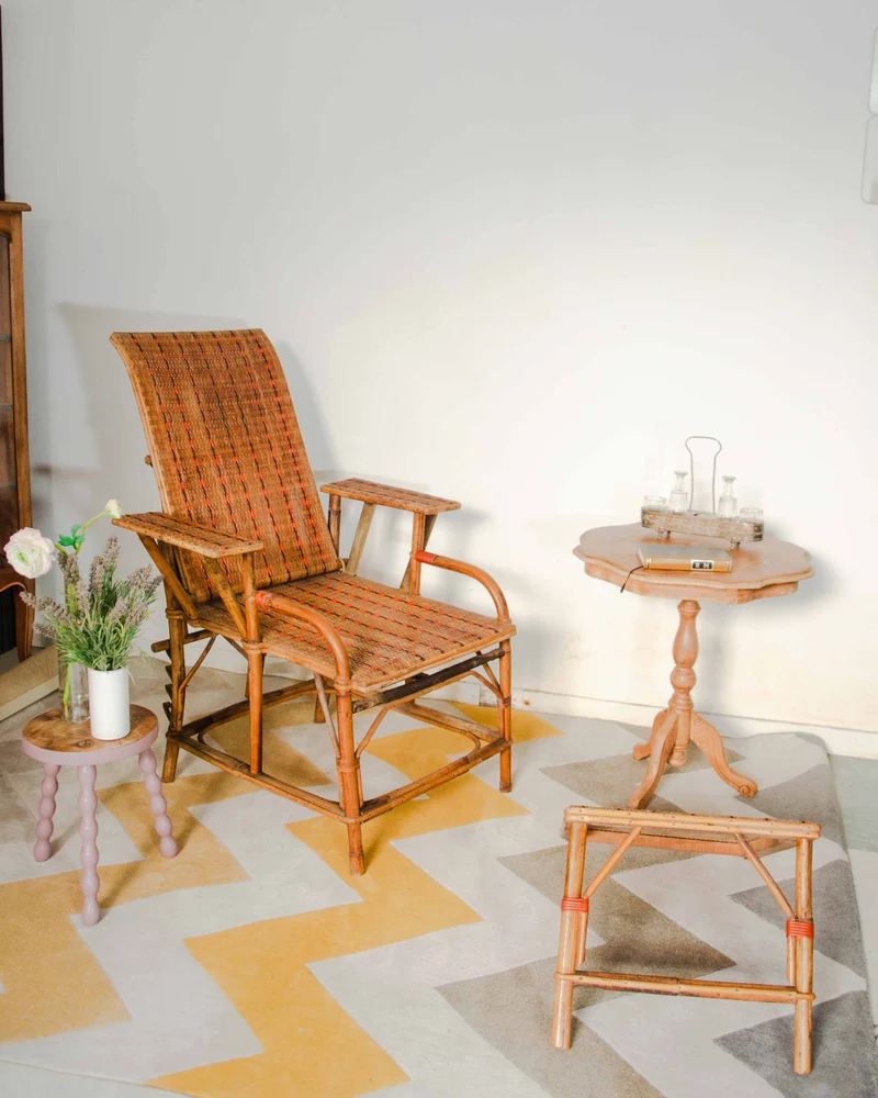 Claudine, la chaise longue en rotin et bambou N°19