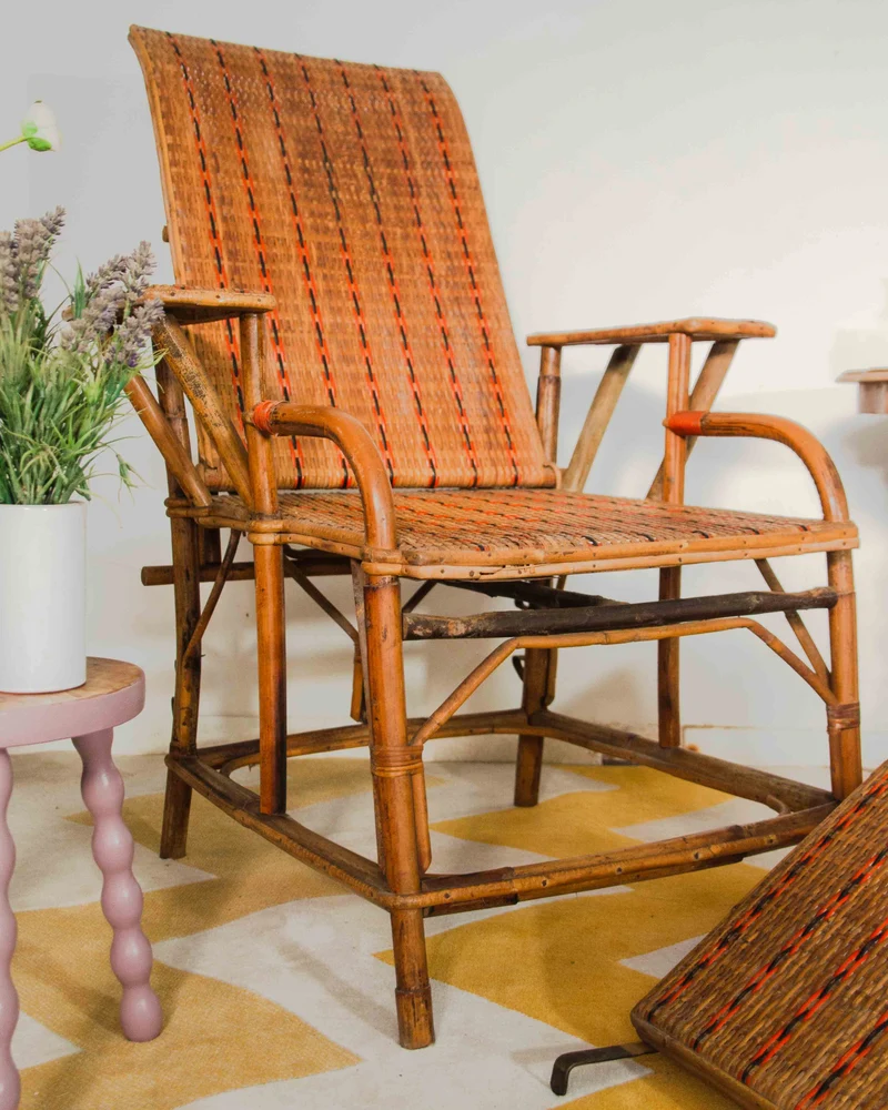 Claudine, la chaise longue en rotin et bambou N°19