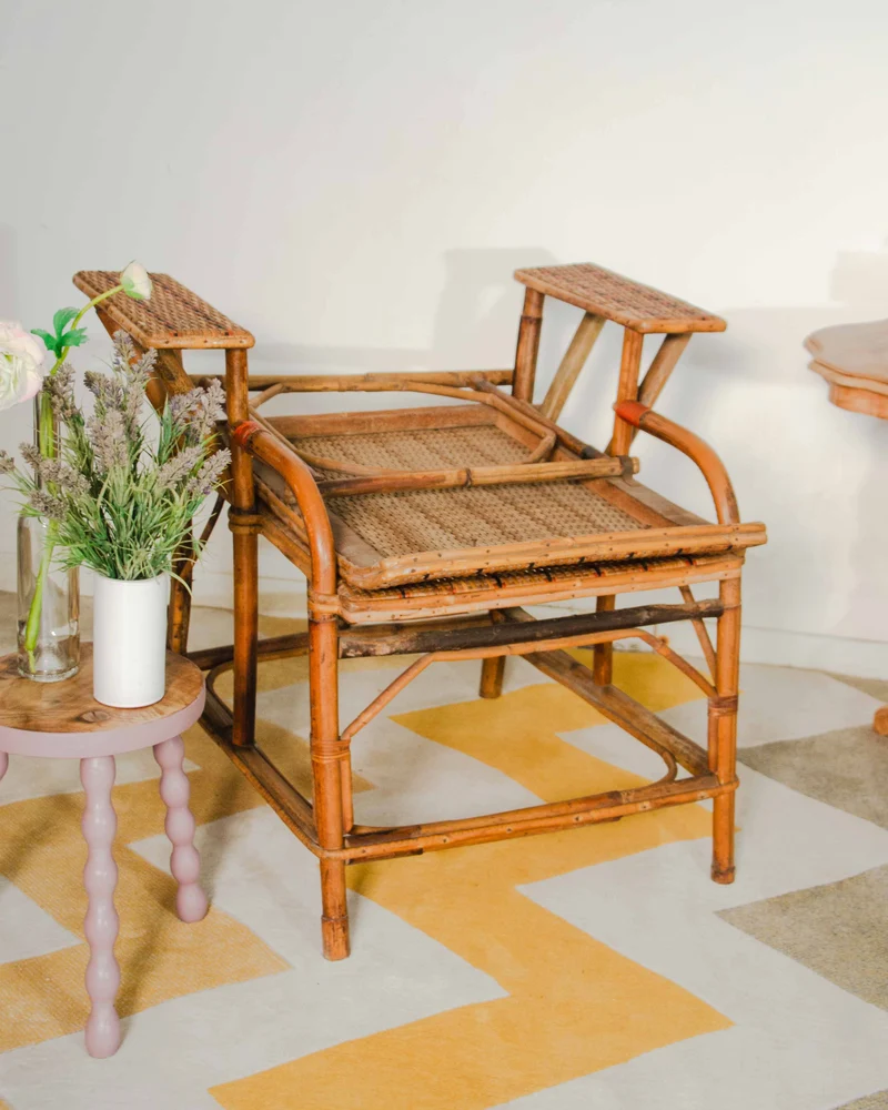 Claudine, la chaise longue en rotin et bambou N°19
