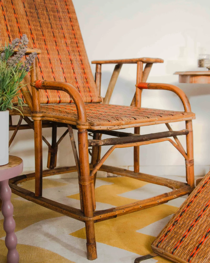 Claudine, la chaise longue en rotin et bambou N°19