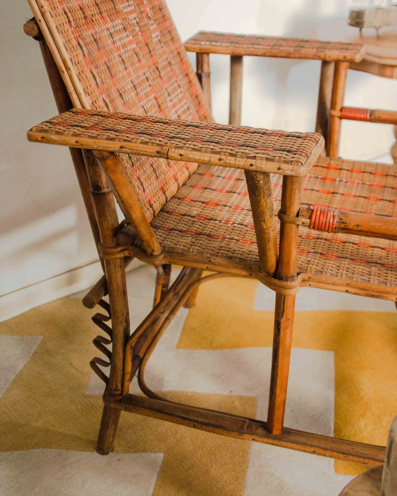 Claudine, la chaise longue en rotin et bambou N°19
