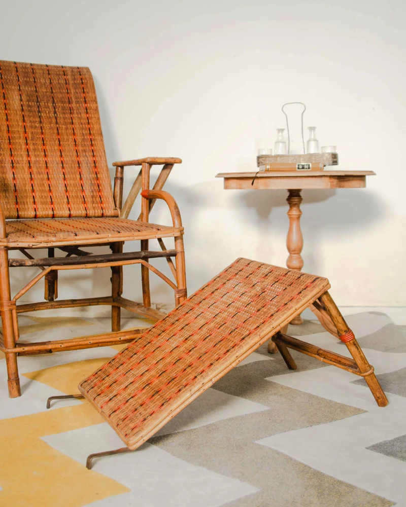 Claudine, la chaise longue en rotin et bambou N°19