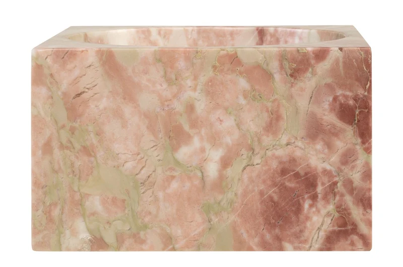 Casa Padrino Luxus Marmor Schale Rosa 18 x 18 x H. 11 cm - Hohe runde Deko Schale aus hochwertigem Rosalia Pink Marmor - Luxus Deko Accessoires