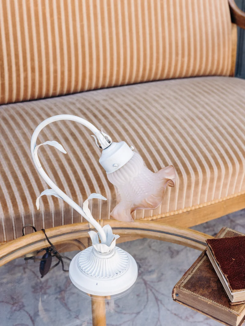 Suzanne, la lampe en fer forgé et verre fumé N°619