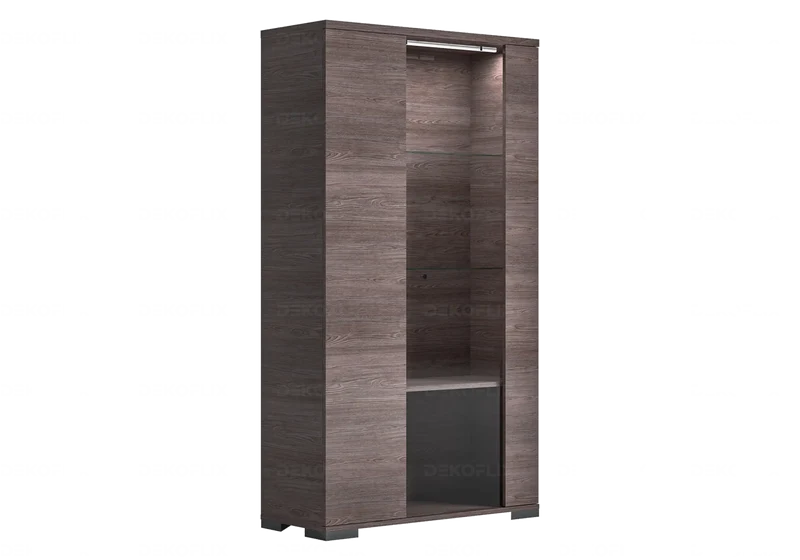 Vitrine 1 ou 2 portes avec éclairage LED orme - Viola