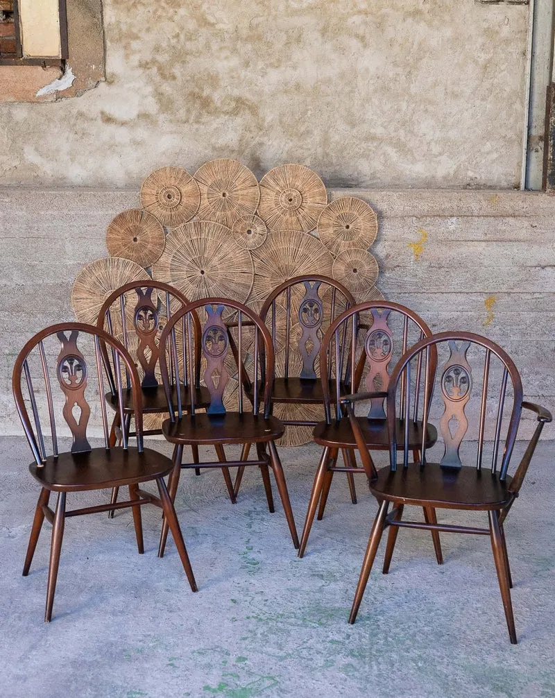 Claude, le lot de 6 chaises et fauteuils Ercol N°1572