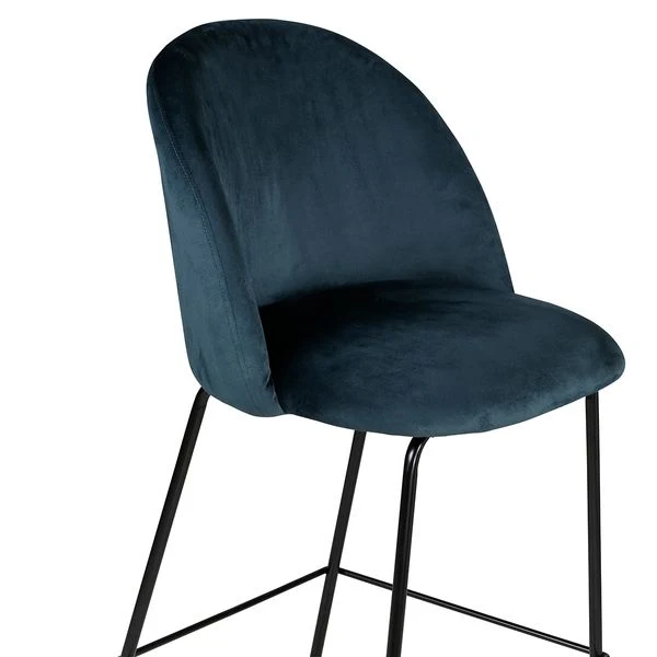 Chaise snack velours gris bleu