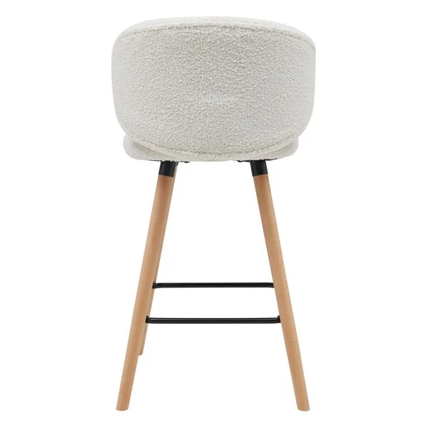 Chaise de bar tissu effet laine bouclette blanc