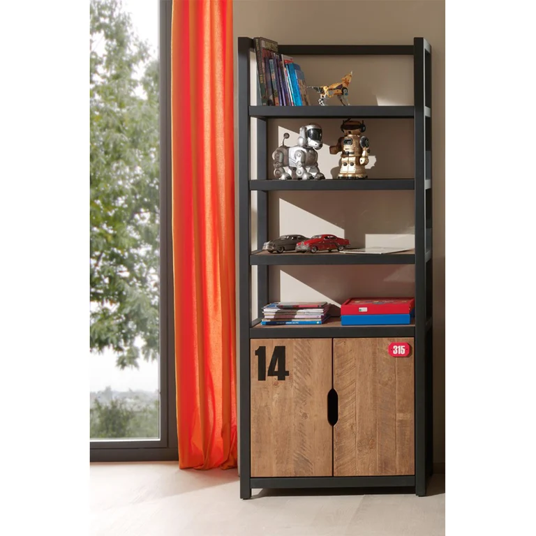 Bibliothèque Vipack Alex - Noir et Bois