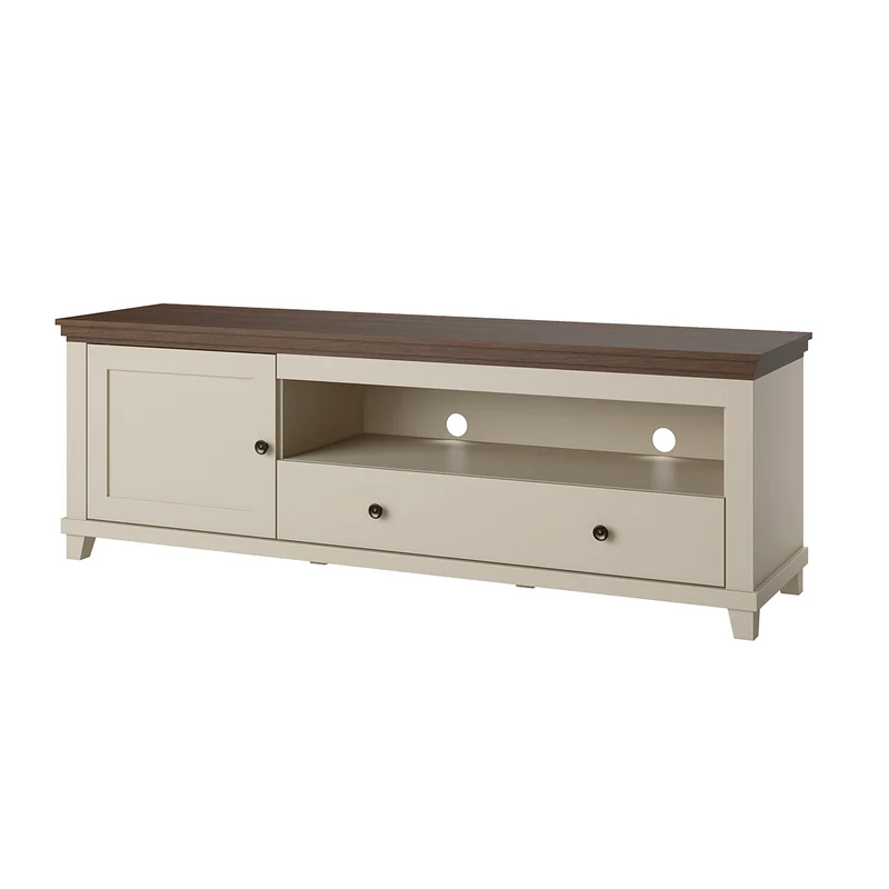 Meuble TV 1 porte 1 tiroir 181 cm Martin Beige et Bois