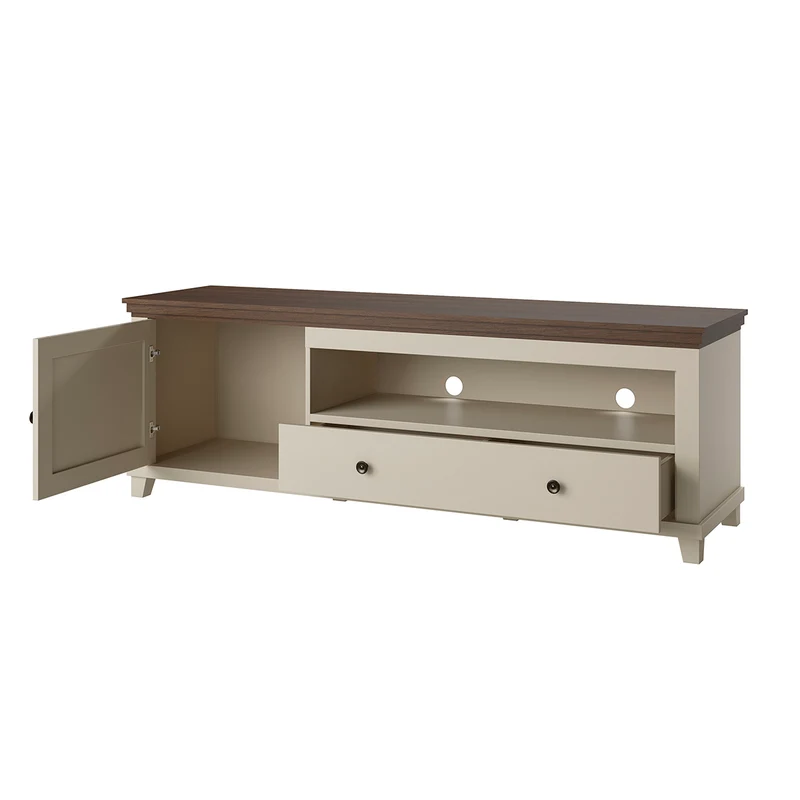 Meuble TV 1 porte 1 tiroir 181 cm Martin Beige et Bois