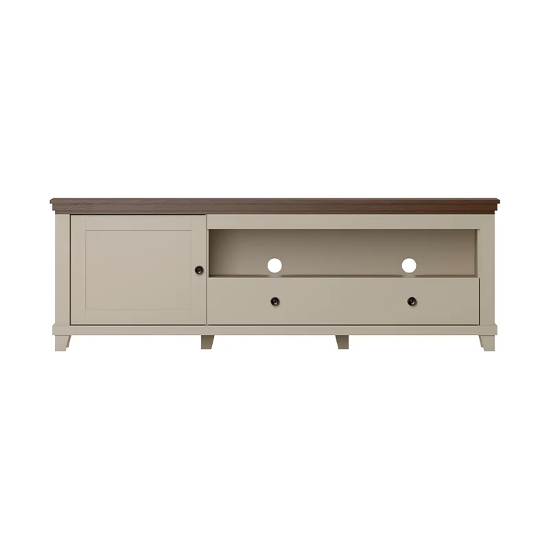 Meuble TV 1 porte 1 tiroir 181 cm Martin Beige et Bois