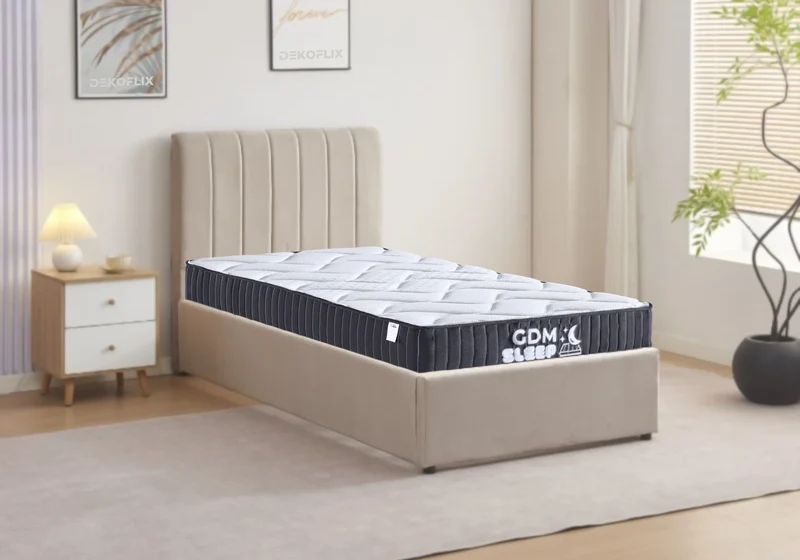 Lit coffre 90x190 velours taupe avec sommier - Onora