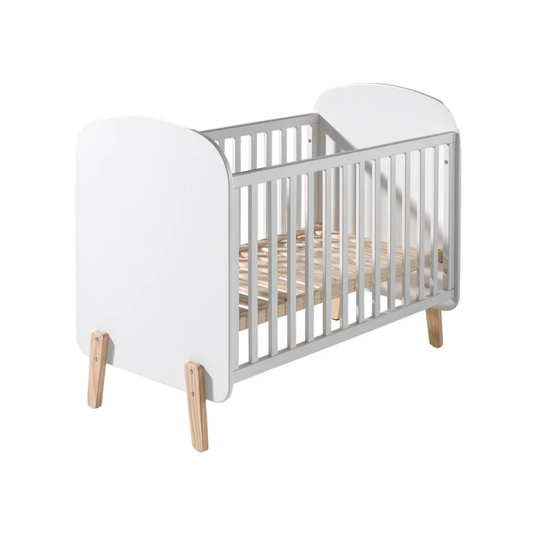Lit bébé 60x120 Sommier Inclus, Commode 3 tiroirs et Plan à langer Vipack Kiddy - Blanc