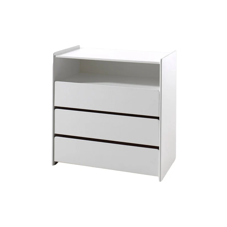 Lit bébé 60x120 Sommier Inclus, Commode 3 tiroirs et Plan à langer Vipack Kiddy - Blanc