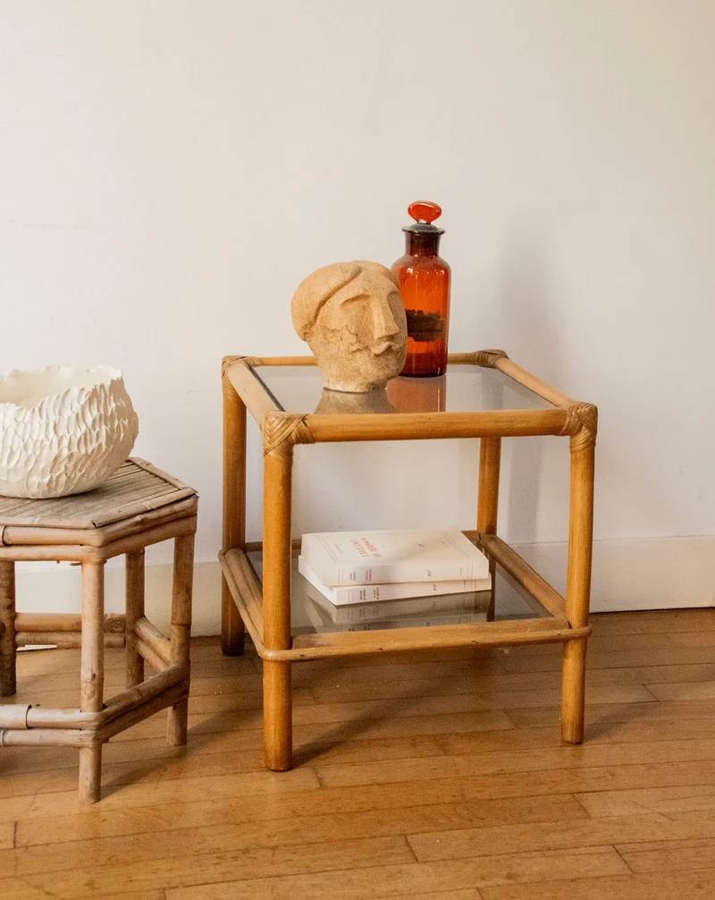 Léonie, la table basse en bambou et verre N°1133